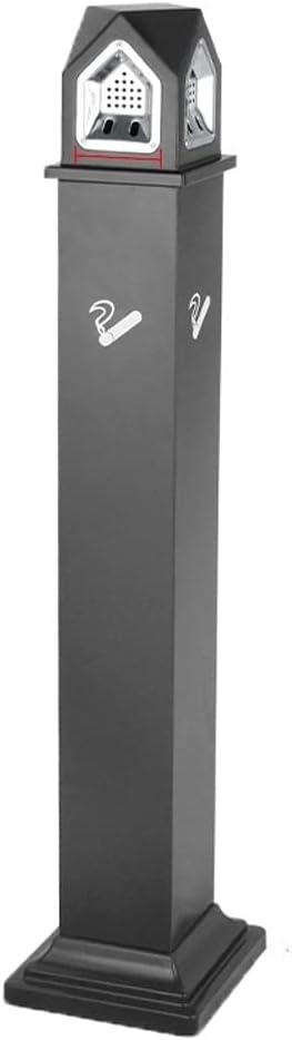Ashtray Trash Can Outdoor Floor Ashtray Outdoor/Indoor Post Outdoor Butt Bin 119cm High Terrace Ashtray(Black)