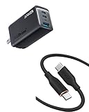 Anker USB C Charger, 735 Charger GaNPrime 65W, 3-Port Fast Compact Foldable Wall Charger USB-C to USB-C Cable, 643 Cable 100W 6ft for MacBook Pro/Air, iPad Pro/Air, iPhone 13 and More