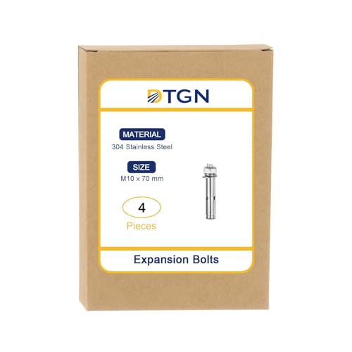 Image of DTGN M10 x 70 Expansion Bolts - 4Pack- Good for Concrete Dry Brick Block Walls - 304 Stainless Steel - Silver