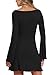 Darong Women's Fall Fashion Long Sleeve Mini Dress Ribbed Knit Boat Neck Bodycon Casual Dresses Going Out Outfits 9240 Black XL
