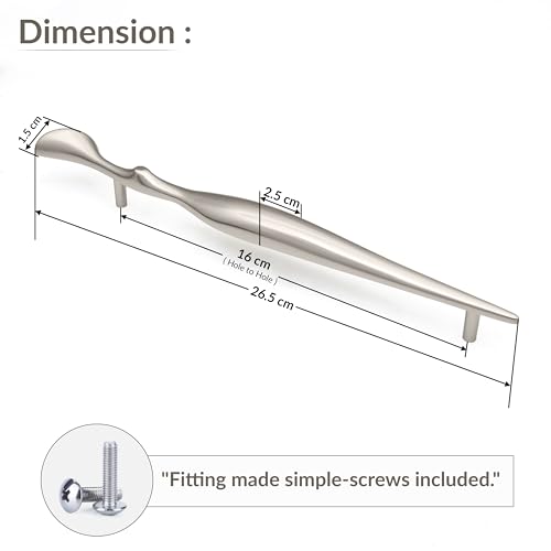 Image of Plantex Cabinet Handle /160mm Handle for Cabinet /Furniture /Door Pull-Push Handle for Home /Office - Pack of 1 (Satin)