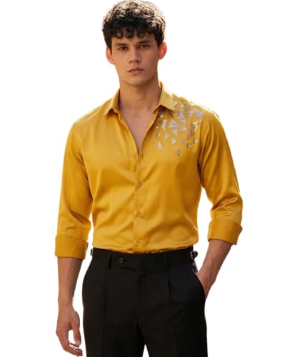 Image of IndoPrimo Men's Stylish Satin Shirt for Party, Formal, Daily and Casual Wear Full Sleeve Shirt for Mens - Trio