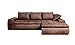 Produktbild Ecksofa mit Schlaffunktion und Bettkasten in Braun | Gemütliches Mikrofaser L-Sofa im Vintage-Look mit Stauraum inkl. 4 Rückenkissen