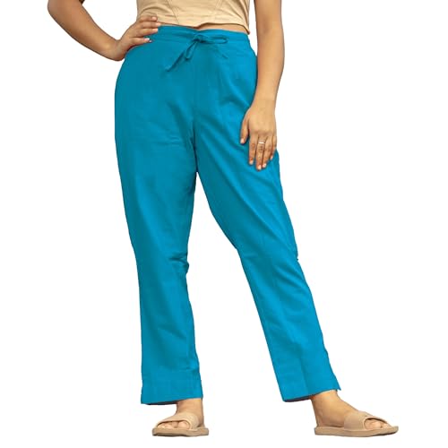 Image of Women's Cotton Regular Fit Trousers - Comfortable and Stylish Casual Office Wear Kurti Pants for Daily Use, Soft and Breathable Fabric