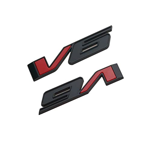 Image of 1pcs V6 Emblem 3D Badge Truck Nameplate Sticker Decal Letter Logo Replacement for 17-21 V6 (Black Red)