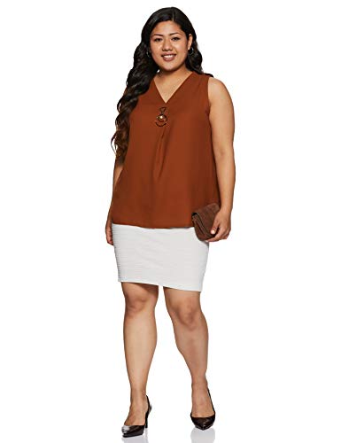 Image of plusS Women's Regular fit Top (LTP3085-RUST- Rust 4XL)