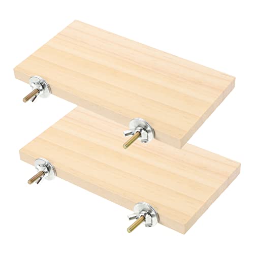 Beavorty 2pcs Pet Rest Station Parrot Wooden Perch Rectangle Wood Perch Parrot Stand Platform Bird Cage Accessories Toys for Hamsters Bird Toys for Cockatiels Bird Stand for Birds Xuan Feng