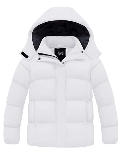 Image of ZSHOW Girls' Lightweight Puffer Jacket Warm Hooded Quilted Outerwear Jacket | Detachable Hood, 5000mm Waterproof, Elastic Cuffs, Lightweight and Breathable, 2 Pockets, Daily Wear, Winter Activities