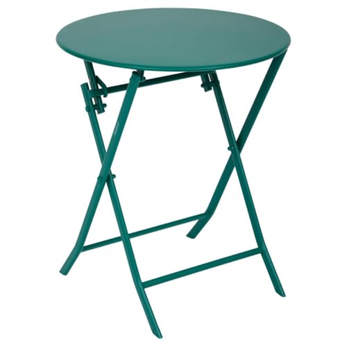 Hespéride - Table de Jardin Pliante Ronde Greensboro 2 Places Vert Opale - Acier Antirouille Renforcé - Mobilier pour Jardin, Balcon, Terrasse