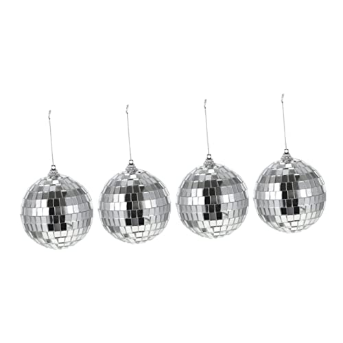 VOSAREA 4Pcs Disco Mirror Balls Reflective Spheres for Party Decorations Cake Decorating and Festive Events for Christmas and Year Celebrations