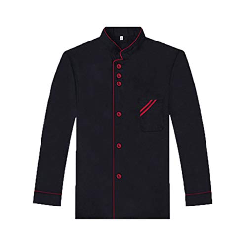 Cabilock Chef Uniforms Long Sleeve Chef Clothes Women Men Chef Coats Cotton Button Chef Jacket Personalized Chef Clothing for Restaurant Hotel Home Chef Black
