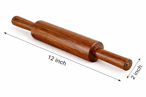 Image of Wooden Belan for Roti | 12 Inch Sheesham Wood Rolling Pin | Smooth Surface Chakla Belan Set Compatible | Durable Atta Roller for Kitchen | Handmade Premium Finish