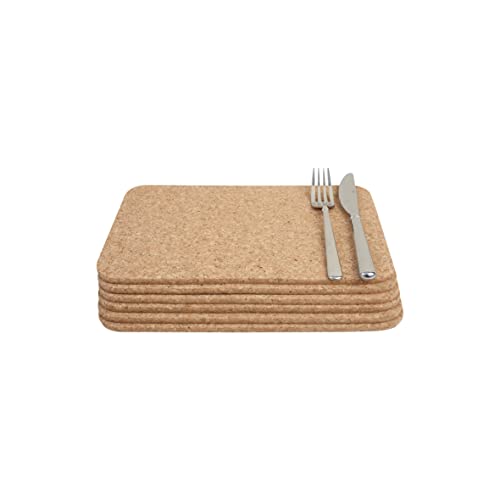 T&G Rectangular Table Mats in Cork 28 x 20 x 0.6 cm Set of 6