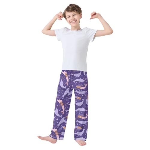 Boys' Pants Cute Cartoon Mermaid Narwhal Long Bottoms Jogger Pants Elastic Waist Trousers with Pockets S-XL2