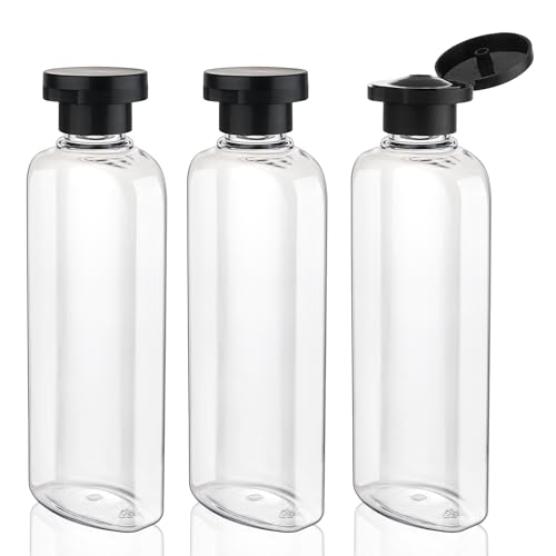 Travel Shampoo and Conditioner Bottles 7.7oz 3 Pack Leak Proof Squeeze Bottles with Flip Cap Refillable Containers Plastic Travel Toiletry Bottles for Lotion Shampoo Conditioner