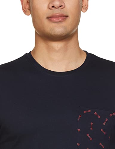 Image of Max Men Printed Slim Fit Lounge T-Shirt with Patch Pocket