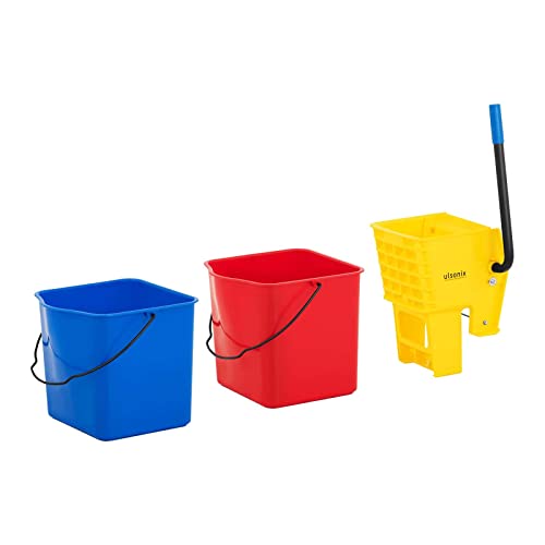 ulsonix UNICLEAN 10 Putzwagen mit Presse Mop Eimer Wischer Reinigungswgen Halter Hotel 2 Eimer 48 L – Bild 5