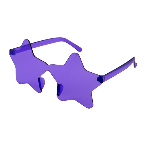 Gafas de Sol en forma de estrella, gafas de sol sin montura, Gafas diseño estrella, Gafas para disfraz, Gafas para fiesta, Gafas despedida de soltero/a, Gafas carnaval, Unisex, Morado