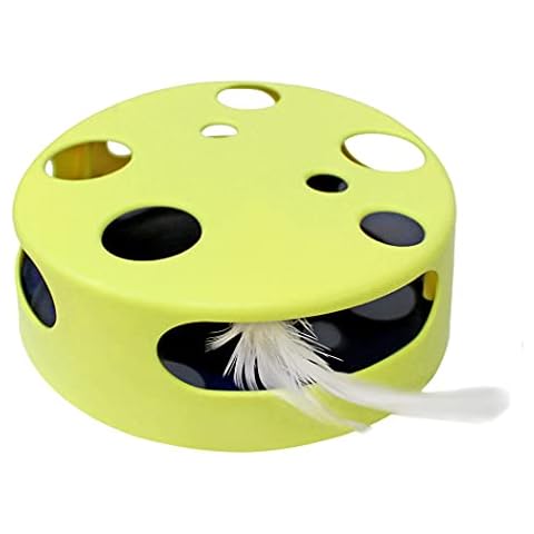 LOVINPUP CAT Toy Interactive Toy for Cats, Electric Smart Spinning Feather Cat Toy, Great Exercise for Cats or Kitten, Random Rotating Electric Feather, Auto Shut Timer, Quiet Motor Cat Toy (Yellow) Cover
