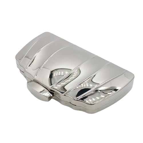 Image of Women Sparkly Clutch Purse Unique Metallic Evening Bag Metal Box Handbag Purse Wedding Party Clutch Shoulder Bag