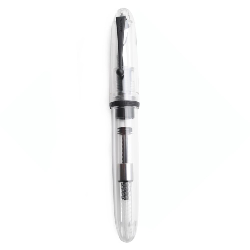 JINHAO DADAO 9019 Fountain Pen Acrylic Ink Pen with Ink Converter (Medium Nib, Transparent with Black Clip)