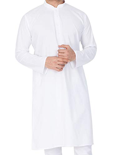 Image of VASTRAMAY Men Super Soft Pure Cotton White Kurta - Comfortable Ethnic Outfit for Eid, Holi, Weddings & Festivals - Classic Traditional Cotton Kurta