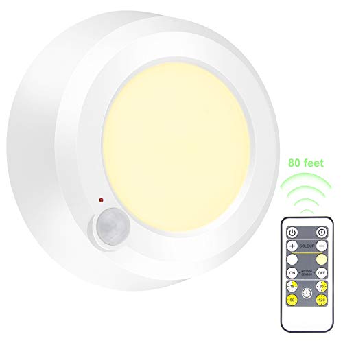 BIGMONAT Drahtlose Deckenleuchte Duschleuchte mit RF Fernbedienung durch Wände, Bewegungssensor Badezimmer Dusche Licht Batteriebetrieben, 300 Lumen LED Licht Helligkeit dimmbar und Timer-Einstellung Cover