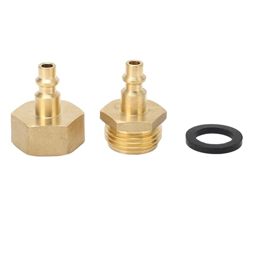 Image of Air Hose Fittings, Air Compressor Hose Fittings, Winterize Sprinkler Blow Out Adapter Air Compressor 1 /4in Quick Connect Plug To Garden Hose Pipe 3 /4in Threaded Adapter With Gasket