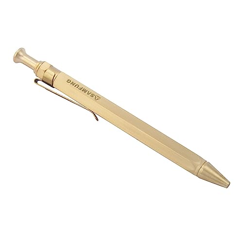 SAMFUNG Stick Brass Ballpoint Pen Pocket Prismatic Signature Pen with Black Replaceable Refill for Writing Stationery Gift Office Business - Image 3
