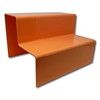 EPOSGEAR Sweet Pastel Two Step Tier Coloured Acrylic Plastic Retail Riser Counter Display Stands - Perfect for Shops, Stalls, Ornaments, Models etc (Orange Fizz, Extra Large Wide)