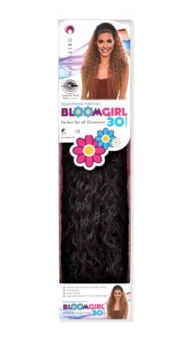 Obsession Extensión de cabello sintético con cordón ajustable, resistente al calor, estilo rizado, 30 pulgadas (negro azabache 1B)