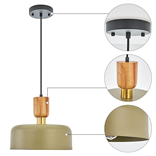 Tehenoo 2130P/G Contemporary Pendant Lighting,Large Pendant Lamp,Wood And Brass Accent,Adjustable Metal Hanging Light Fixture thumb #4