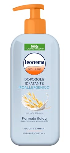 Leocrema - Hidratante después de tomar el sol, hipoalergénico, con leche de avena, absorción muy rápida, adecuada para niños y adultos, 400 ml
