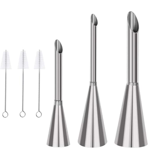 Yuiturt Lot de 3 Douilles Professionnelles Douilles à Pâtisserie Inox, Seringue à décorer 5/6/8mm, Accessoires pâtisserie, Ustensiles de décoration...