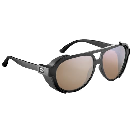 Flying Fisherman Legasea Polarized Sunglasses with Removable Side Shields, Matte Black/Copper-Silver Mirror - For Fishing, Outdoor Sports, UV Protection