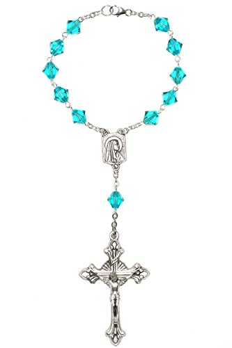 One Decade Auto Rosary Made With Austrian Crystals/Glass - Communion, Confirmation, Christmas And More (Zircon - December) #TOP1
