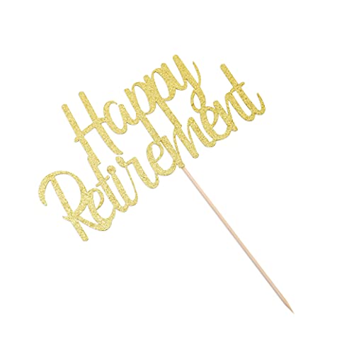 Happy Retirement Cake Topper - Gold Glitter Cake Topper , Retirement Gifts , Smash Cake Photo Prop , Photo Decoration Props #TOP4
