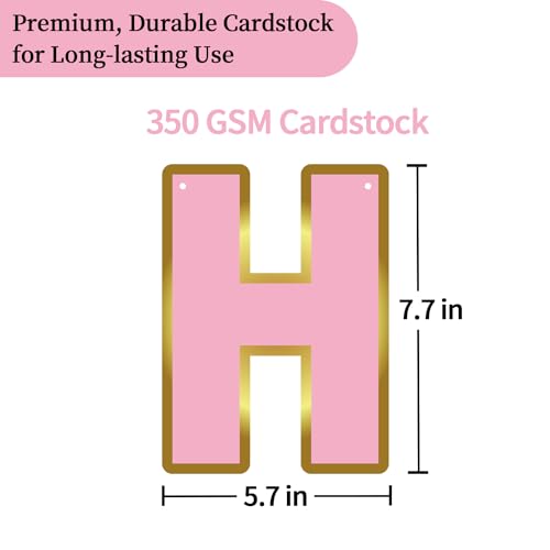 Image of Happy Birthday Banner - 9ft Pre-Strung Happy Birthday Sign for Women, Men, Girls, Boys - No DIY Birthday Decorations & Party Supplies(Pink Gold)