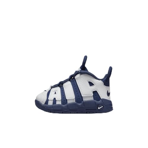 Nike Air More Uptempo Baby/Toddler Shoes (FV5368-100, White/Metallic Gold/University Red/Midnight Navy) Size 4