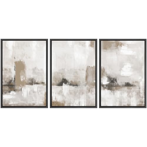 SIGNFORD Framed Canvas Print Wall Art Set Pastel Grunge Paint