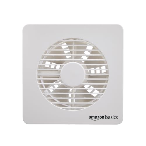 Amazon Basics Axial 6'' Fan | 22W | 7 Blades | 135 mm Sweep | 7.5 dB Low Noise | Window Mount | Wall Switch Control | White Plastic Body