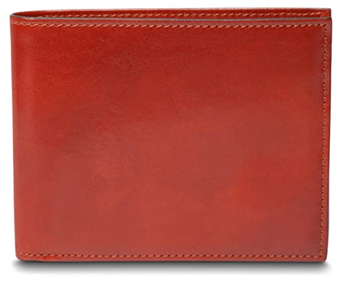 Bosca Men's Old Italian Leather Wallet RFID Blocking Modern Bifold Executive Design 8 Card Slots, Made in Italy - Cognac Brown2