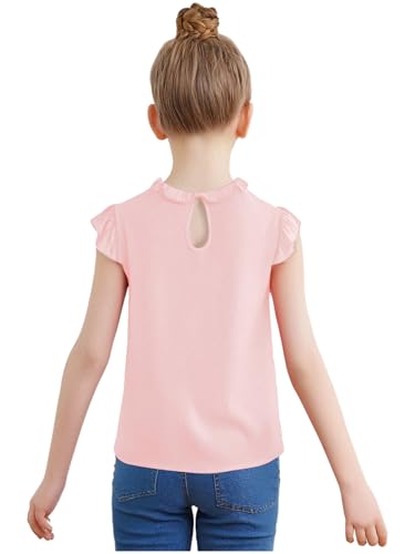 Aislor Kids Girls Ruffle Short Sleeve Shirts Cute Casual Summer Frill Neck Blouse Tops for Wedding Party Birthday2