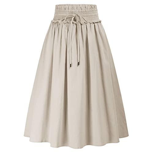 Falda de Trabajo Caqui para Mujer Falda de Verano de Cintura Alta Festivas Falda Casual para Verano Falda KC0149S22-02_00S Cover