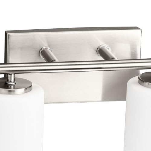 Image of Progress Lighting Replay Collection 48 in. 6-Light Brushed Nickel Etched White Glass Modern Bath Vanity Light