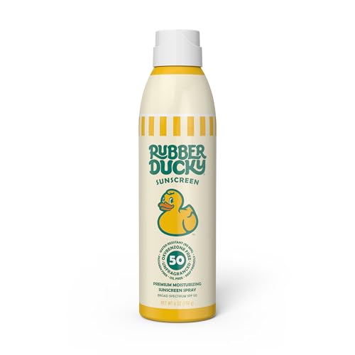 Rubber Ducky - Moisturizing Sunscreen Spray SPF 50, Easy To Apply, No White Residue, Reef Safe, Sun Protection, Water Resistant, Vegan, Broad Spectrum Sunscreen for Face and Body - Beach Scent (6 Oz)