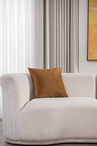 Dezene Throw Pillow Cases 18X18 Golden Brown: 2 Pack Cozy Soft Velvet Square Decorative Pillow Covers For Farmhouse Home Decor #TOP2