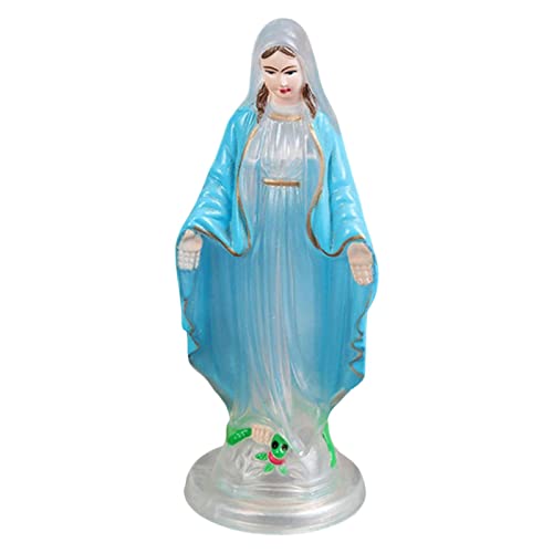 F Fityle Statuette Vierge Marie Saint, Petite Sculpture pour Maison, Chapelle, Manteau bleu clair, 10CM