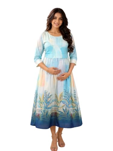 Image of RITIJYA Zipless Feeding Kurta Dress for Women | Maternity Nursing Kurti, No-Zip Easy Access | Extra Pleats Pre to Post Pregnancy | Quick-Dry Fabric | S-4XL