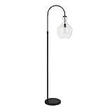 Henn&Hart Arc Floor Lamp with Glass Shade in Blackened Bronze/Seeded, Floor Lamp for Home Office, Bedroom, Living Room